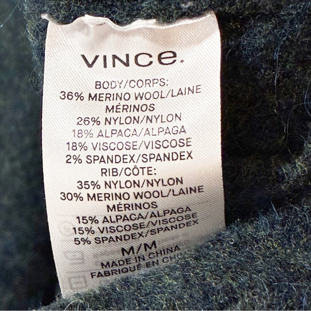 Vince‎ Side Split V Neck Wool Blend Sweater Terrarium Green Size Medium - Picture 5 of 6
